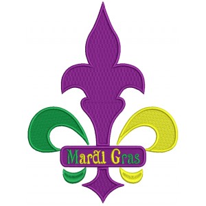 Mardi Gras Sign Fleur de lis Filled Machine Embroidery Design Digitized Pattern